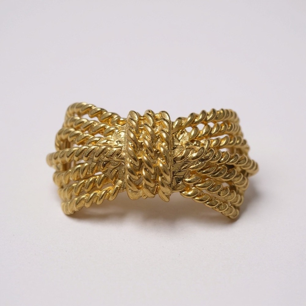 Vintage Colette Malouf Gold Twisted‎ Rope Bow Barrette Hair Clip Made in France